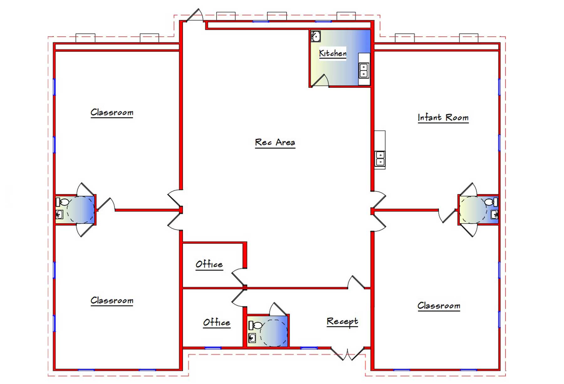 Daycare floor plan for modular building design by Affordable Structures