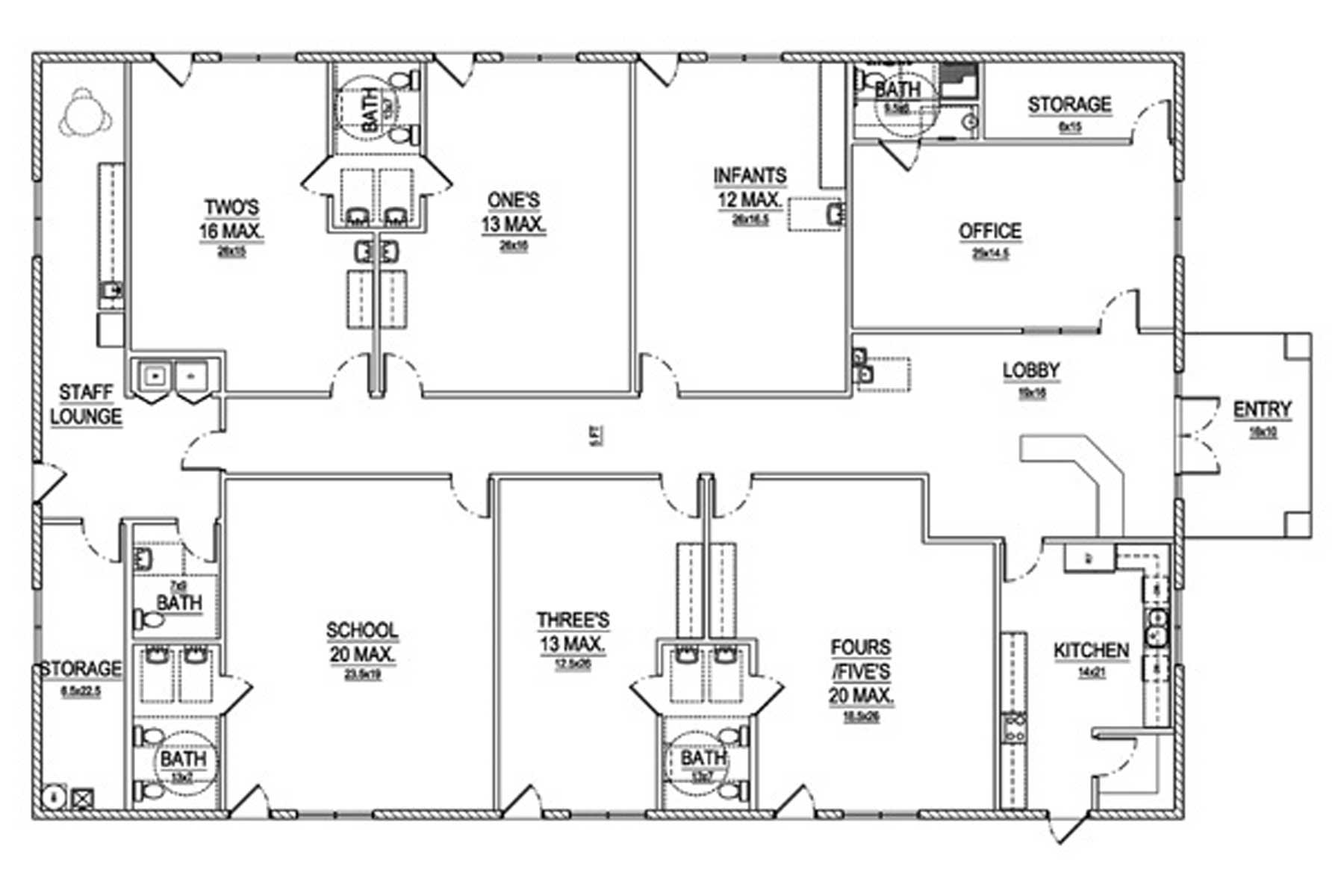 Sample daycare floor plan by Silverpoint Developers